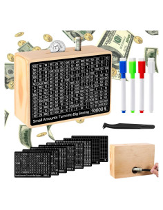 Caja de Ahorros de Madera HooYiYuuX 10k con 8 Objetivos