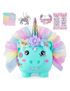 Hucha Grande DIY Unicornio Play Tailor Verde Arcoíris