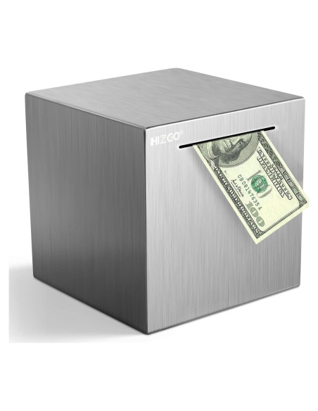 Alcancía de Acero Inoxidable Hizgo 15 cm para Ahorrar Dinero