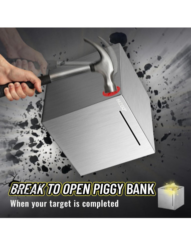 Alcancía de Acero Inoxidable Hizgo 15 cm para Ahorrar Dinero