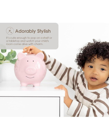 Hucha de Cerámica Rosa Pearhead 16.5x15.9 cm para Bebés