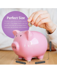 Hucha de Cerámica Esmaltada Sobeit Rosa para Niños 15.18 cm 2