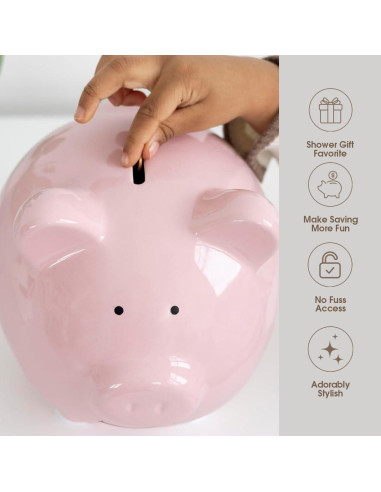 Hucha de Cerámica Rosa Pearhead 16.5x15.9 cm para Bebés