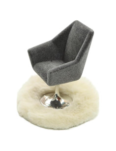 Conjunto de Muebles Miniatura iLAND - Silla Giratoria y Alfombra Gris