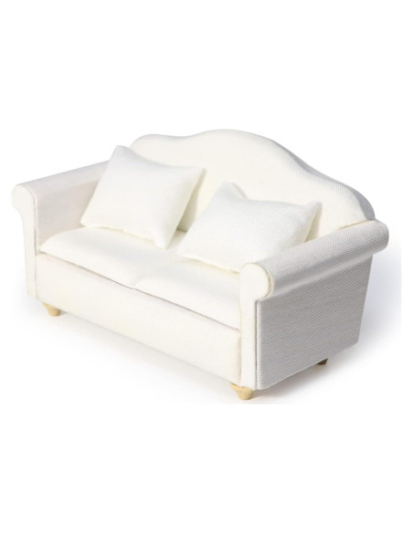 Sofá Miniatura Cutemini Blanco 3 Pcs 1:12 para Casa de Muñecas