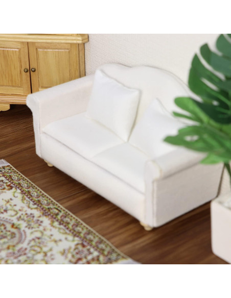 Sofá Miniatura Cutemini Blanco 3 Pcs 1:12 para Casa de Muñecas