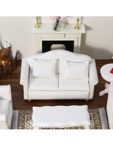 Sofá Miniatura Cutemini Blanco 3 Pcs 1:12 para Casa de Muñecas