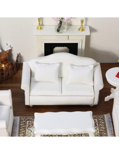 Sofá Miniatura Cutemini Blanco 3 Pcs 1:12 para Casa de Muñecas