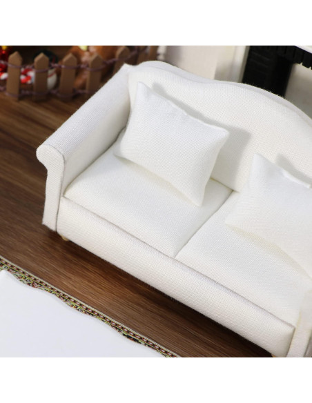 Sofá Miniatura Cutemini Blanco 3 Pcs 1:12 para Casa de Muñecas