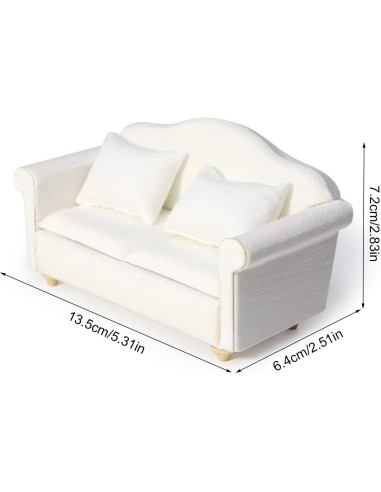 Sofá Miniatura Cutemini Blanco 3 Pcs 1:12 para Casa de Muñecas