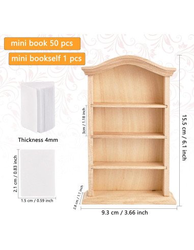 Mini Estantería de Madera Kugliwa con 50 Libros Blancos 4 Pisos