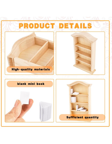 Mini Estantería de Madera Kugliwa con 50 Libros Blancos 4 Pisos