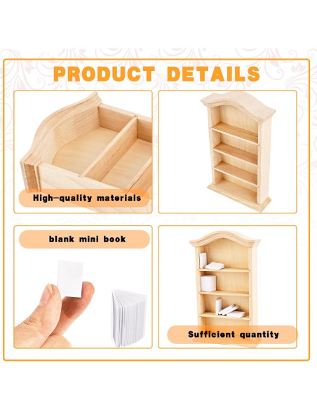 Mini Estantería de Madera Kugliwa con 50 Libros Blancos 4 Pisos