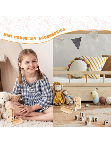 Mini Estantería de Madera Kugliwa con 50 Libros Blancos 4 Pisos