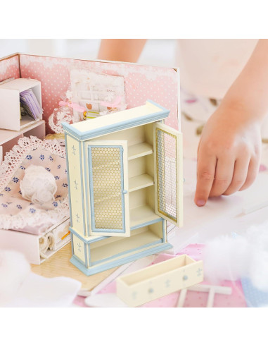 Mini Estantería de Madera NUOBESTY para Casa de Muñecas 14x10cm