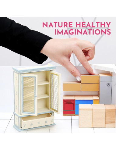 Mini Estantería de Madera NUOBESTY para Casa de Muñecas 14x10cm