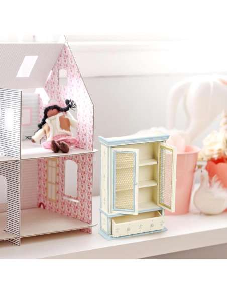 Mini Estantería de Madera NUOBESTY para Casa de Muñecas 14x10cm