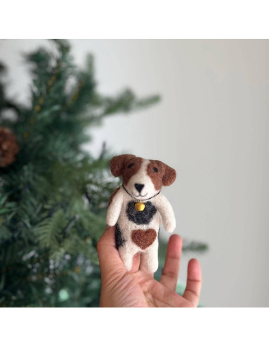 Títere de dedo Jack Russell Terrier hecho a mano - Juguete educativo