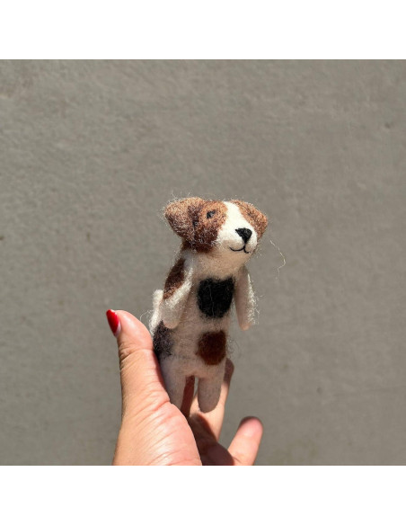 Títere de dedo Jack Russell Terrier hecho a mano - Juguete educativo Títere de dedo Jack Russell Terrier hecho a mano - Juguete educativo