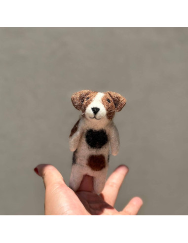 Títere de dedo Jack Russell Terrier hecho a mano - Juguete educativo