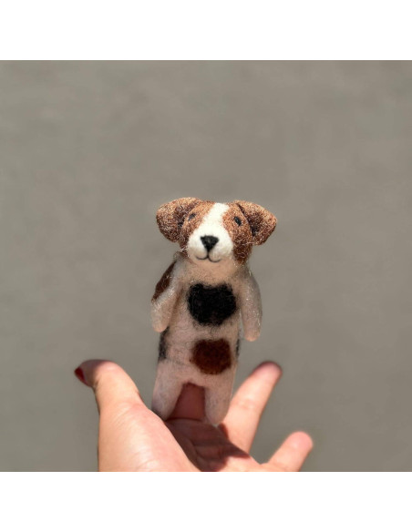Títere de dedo Jack Russell Terrier hecho a mano - Juguete educativo Títere de dedo Jack Russell Terrier hecho a mano - Juguete educativo
