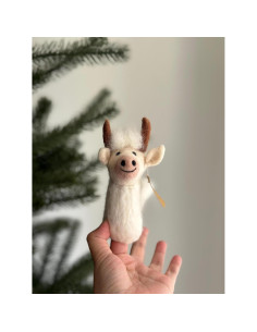 Títere de dedo de vaca de fieltro Ganapati Crafts - Blanco 2