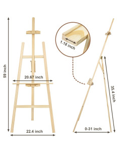Caballete de Madera Ajustable JEAWIWI para Pintura 106.68 cm 2