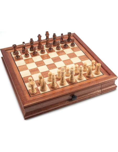 Juego de Ajedrez Magnético de Madera AMEROUS 31.75 cm con 2 Reinas