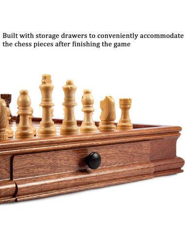 Juego de Ajedrez Magnético de Madera AMEROUS 31.75 cm con 2 Reinas