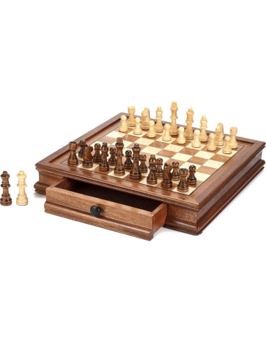 Juego de Ajedrez Magnético de Madera AMEROUS 31.75 cm con 2 Reinas