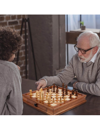 Juego de Ajedrez Magnético de Madera AMEROUS 31.75 cm con 2 Reinas