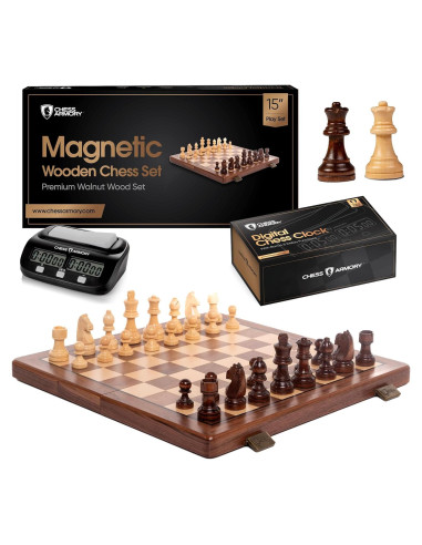 Conjunto de Ajedrez Magnético de Madera 38 cm Chess Armory