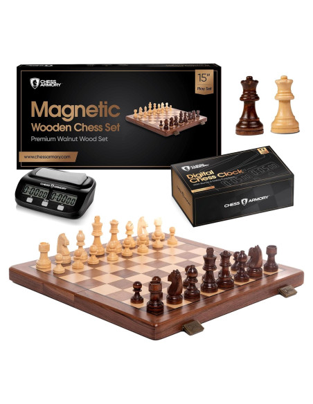 Conjunto de Ajedrez Magnético de Madera 38 cm Chess Armory