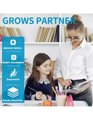 Conjunto de Escritorio y Silla Diroan Azul Ergonómico Ajustable