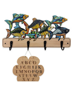 Perchero de pared infantil Midrean 35 cm 4 ganchos metálicos