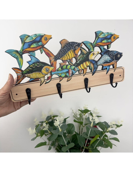 Perchero de pared infantil Midrean 35 cm 4 ganchos metálicos