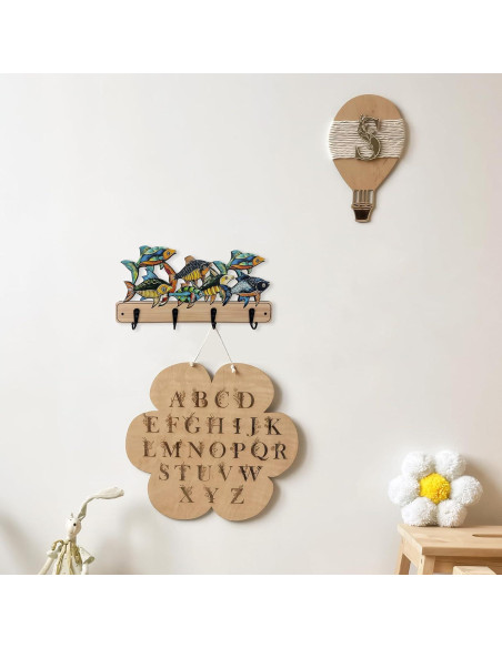 Perchero de pared infantil Midrean 35 cm 4 ganchos metálicos