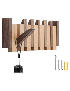 Perchero de Pared OLETNY de Madera con 6 Ganchos Plegables