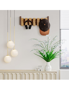 Perchero de Pared OLETNY de Madera con 6 Ganchos Plegables 2