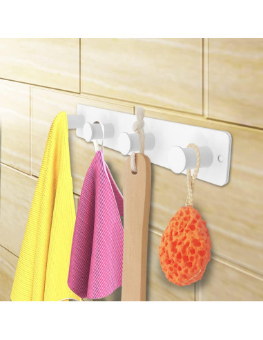 Perchero de Pared AJLTPA Blanco con 4 Ganchos de Acero Inoxidable