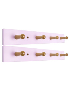 Perchero de pared AMAPON 40.6 cm 2 piezas 4 ganchos Rosa