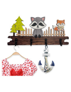 Perchero de Madera Colorido Midrean con Animales Safari 34.8 cm