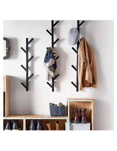 Perchero Premium Montado en Pared Negro para Sombreros y Abrigos