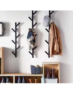 Perchero Premium Montado en Pared Negro para Sombreros y Abrigos 2