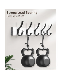 Perchero de Pared Optish Blanco 5 Ganchos Madera Rústica 2