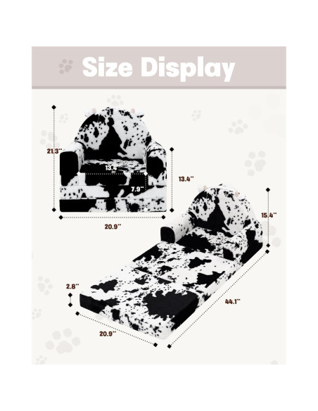 Silla y Sofá 2-en-1 QIUODO para Niños - Piel Sintética Vaca