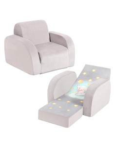 Sofá Convertible 3-en-1 MOMCAYWEX Elefante Gris para Niños