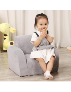 Sofá Convertible 3-en-1 MOMCAYWEX Elefante Gris para Niños 2