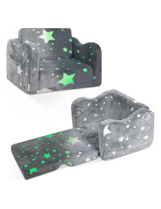 Sofá Cama para Niños ONEKUKA Gris 2-en-1 Brilla en la Oscuridad