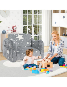 Sofá Cama para Niños ONEKUKA Gris 2-en-1 Brilla en la Oscuridad 2